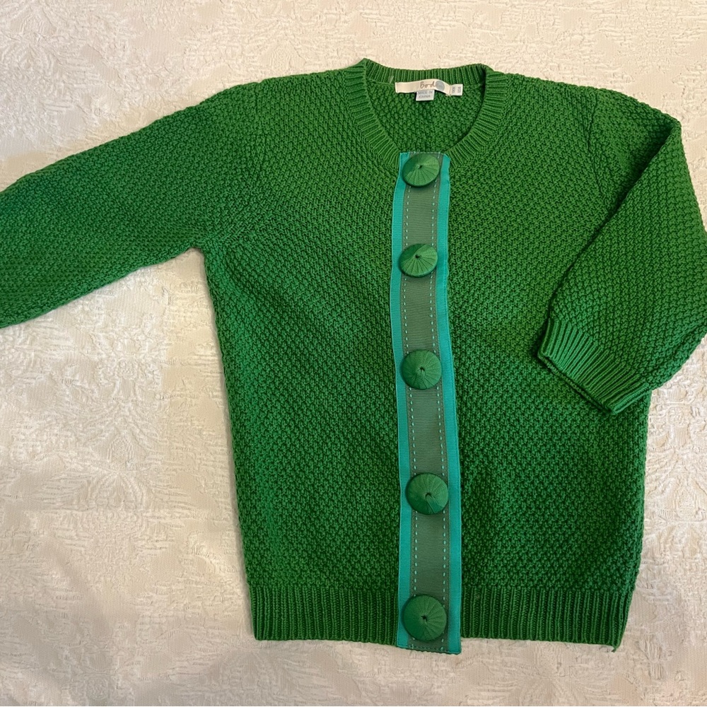 Green Knit Cardigan with Large Buttons